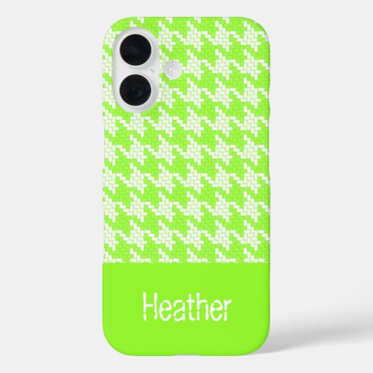 Monogram groen en wit houndstooth patroon Case-Mate iPhone case (Achterkant)