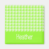 Monogram groen en wit houndstooth patroon magneet (Voorkant)