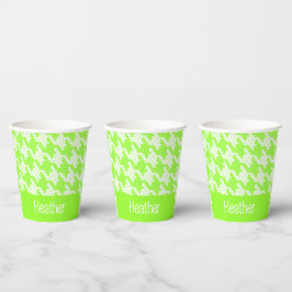 Monogram groen en wit houndstooth patroon papieren bekers