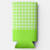 Monogram groen en wit houndstooth patroon seltzer blikjeskoeler (Achterkant)