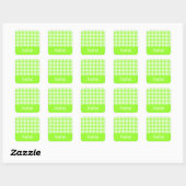 Monogram groen en wit houndstooth patroon vierkante sticker (Vel)