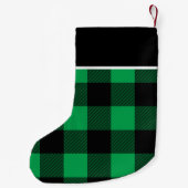 Monogram Groen en Zwart Buffel Plaid Personalisere Kleine Kerstsok (Achterkant)
