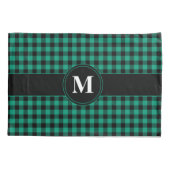 Monogram groen en zwart Gingham Pattern Kussensloop (Achterkant)