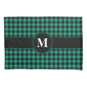 Monogram groen en zwart Gingham Pattern Kussensloop (Voorkant)