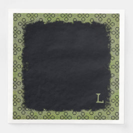 Monogram Groen en Zwart Retropatroon Servet