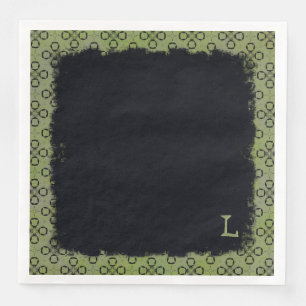 Monogram Groen en Zwart Retropatroon Servet