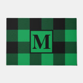 Monogram Groen en Zwarte Buffalo met kerstmis Deurmat (Voorkant)