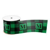 Monogram groen en zwarte buffelplaat satijnen lint (Spoel)