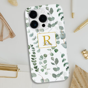 Monogram groen eucalyptuspatroon Case-Mate iPhone 14 pro hoesje