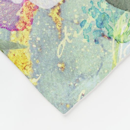 Monogram groen floraal  waterverf script fleece deken (Hoek)