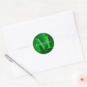 Monogram Groen Folie Ronde Sticker (Envelop)