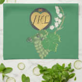 Monogram groen fruit en bloemen theedoek (Gevouwen)