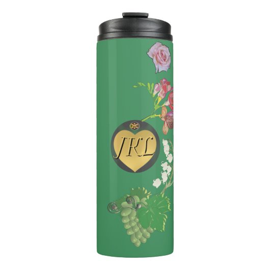Monogram groen fruit en bloemen thermosbeker (Voorkant)
