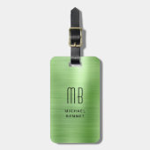 Monogram Groen geborsteld metaal Bagagelabel (Voorkant verticaal)