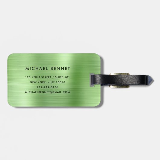 Monogram Groen geborsteld metaal Bagagelabel (Achterkant horizontaal)