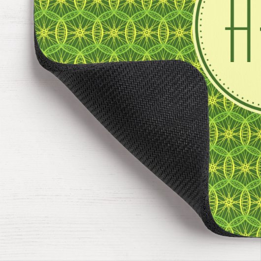 Monogram groen geel fietspatroon muismat (Hoek)