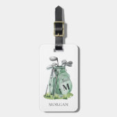 Monogram Groen Golf Bag Bagagelabel (Voorkant verticaal)