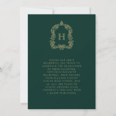 Monogram Groen Goud Foto Afstudeeraankondiging Kaart (Achterkant)