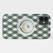 Monogram Groen, Grijs Argyle iPhone 5 Hoesje (Achterkant (horizontaal))
