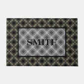 Monogram groen, grijs, zwart lint deurmat (Voorkant)