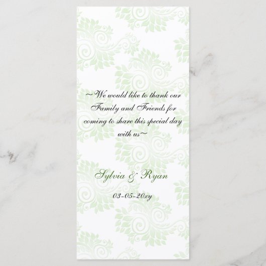 Monogram Groen Huwelijksmenu Menu (Achterkant)