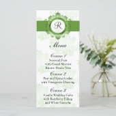 Monogram Groen Huwelijksmenu Menu (Staand voorkant)