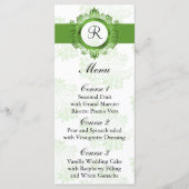 Monogram Groen Huwelijksmenu Menu (Voorkant)