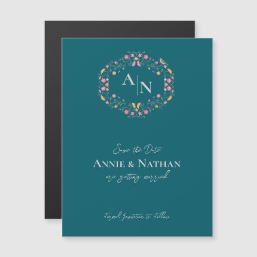 Monogram Groen Intrinsieke Floral Lijst Wedding (Voorkant / Achterkant)