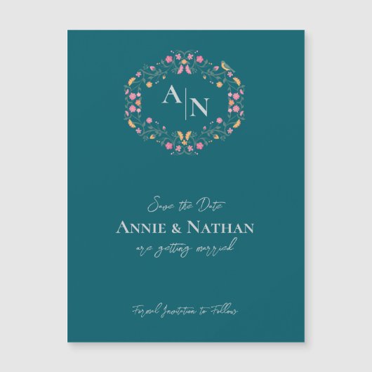 Monogram Groen Intrinsieke Floral Lijst Wedding (Voorkant)