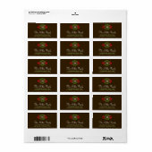 Monogram groen met bruin vakantieadres etiket (Full Sheet)