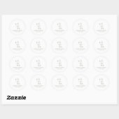 Monogram Groen Minimalistische Boho Bruiloft  Ronde Sticker (Vel)