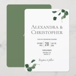 Monogram Groen Moderne Eucalyptus bladeren botanis Kaart