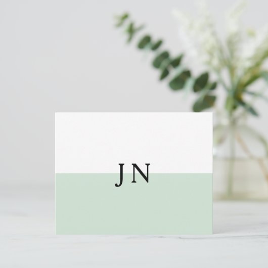 Monogram  Groen Pastel Wit Kleurblok Notitiekaartje (Staand voorkant)