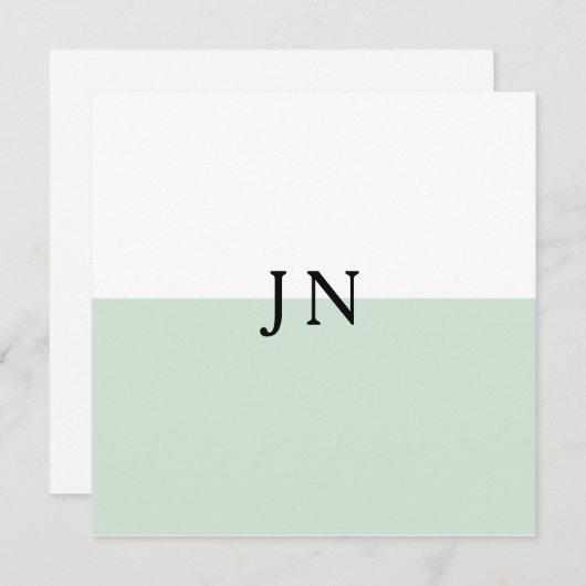 Monogram Groen Pastel Wit Kleurblok Notitiekaartje (Voorkant / Achterkant)