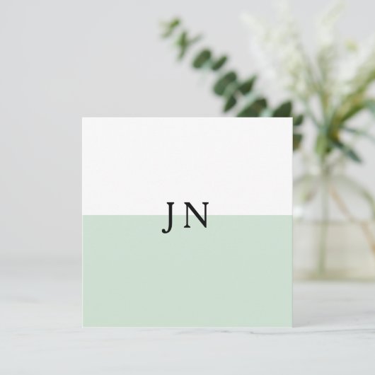 Monogram Groen Pastel Wit Kleurblok Notitiekaartje (Staand voorkant)