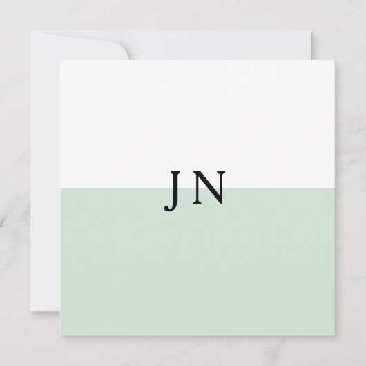 Monogram Groen Pastel Wit Kleurblok Notitiekaartje (Voorkant)