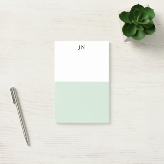 Monogram Groen Pastel Wit Kleurblok Post-it® Notes (Kantoor)