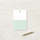 Monogram Groen Pastel Wit Kleurblok Post-it® Notes (Op bureau)