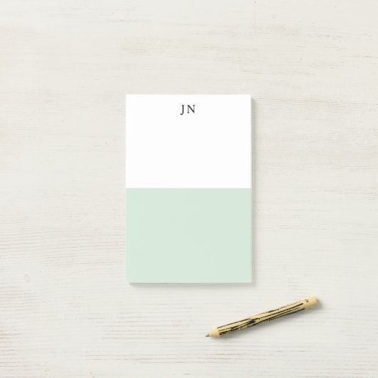 Monogram Groen Pastel Wit Kleurblok Post-it® Notes (Op bureau)