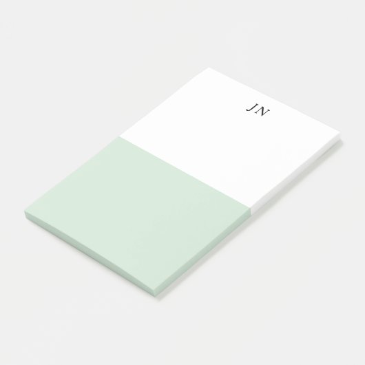 Monogram Groen Pastel Wit Kleurblok Post-it® Notes (Schuin)