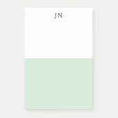 Monogram Groen Pastel Wit Kleurblok Post-it® Notes (Voorkant)
