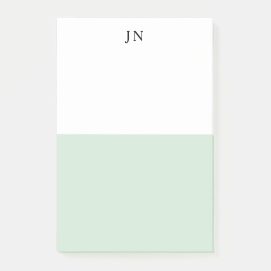 Monogram Groen Pastel Wit Kleurblok Post-it® Notes (Voorkant)