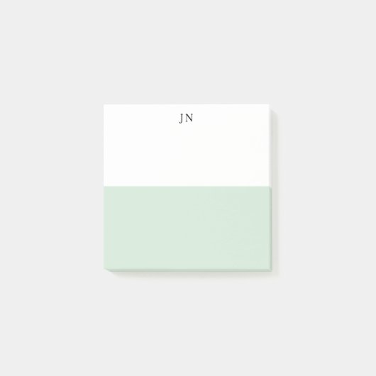 Monogram  Groen Pastel Wit Kleurblok Post-it® Notes (Voorkant)