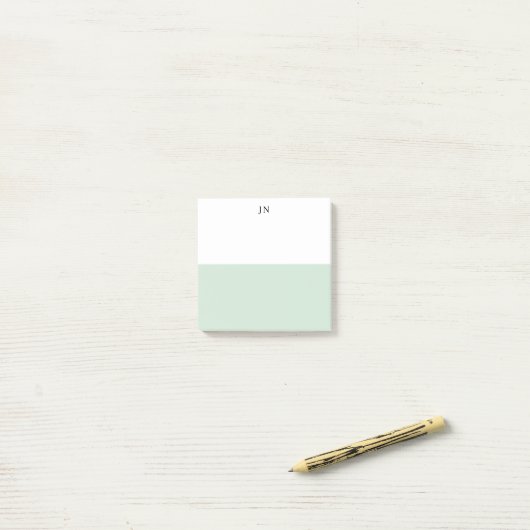 Monogram  Groen Pastel Wit Kleurblok Post-it® Notes (Op bureau)