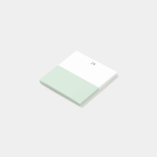 Monogram  Groen Pastel Wit Kleurblok Post-it® Notes (Schuin)