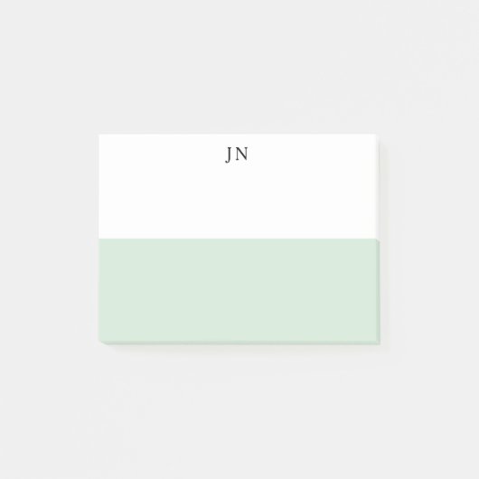 Monogram  Groen Pastel Wit Kleurblok Post-it® Notes (Voorkant)