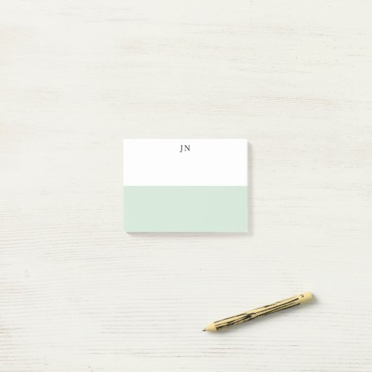 Monogram  Groen Pastel Wit Kleurblok Post-it® Notes (Op bureau)