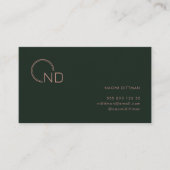 Monogram Groen Roos Minimalistisch Persoonlijk Visitekaartje (Voorkant)