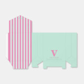 Monogram Groen Roze Strepen Favor Box Bedankdoosjes (Uitgevouwen)