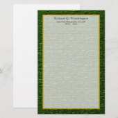Monogram Groen Staal Brick Fine Lined Stationery Briefpapier (Voorkant / Achterkant)